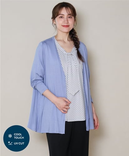 OLCGD14089 eur3 【大きいサイズ/接触冷感/UVカット】Aライン長袖カーディガン