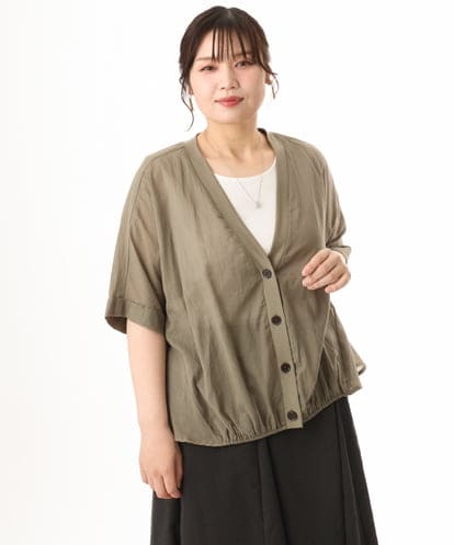 OLCHD11099 eur3 【大きいサイズ】シア―Vネックカーディガン
