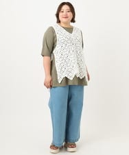 OLCIA24099 eur3(エウルキューブ) 【大きいサイズ】クロシェ風ベスト ホワイト(90)