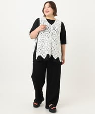 OLCIA24099 eur3(エウルキューブ) 【大きいサイズ】クロシェ風ベスト ホワイト(90)