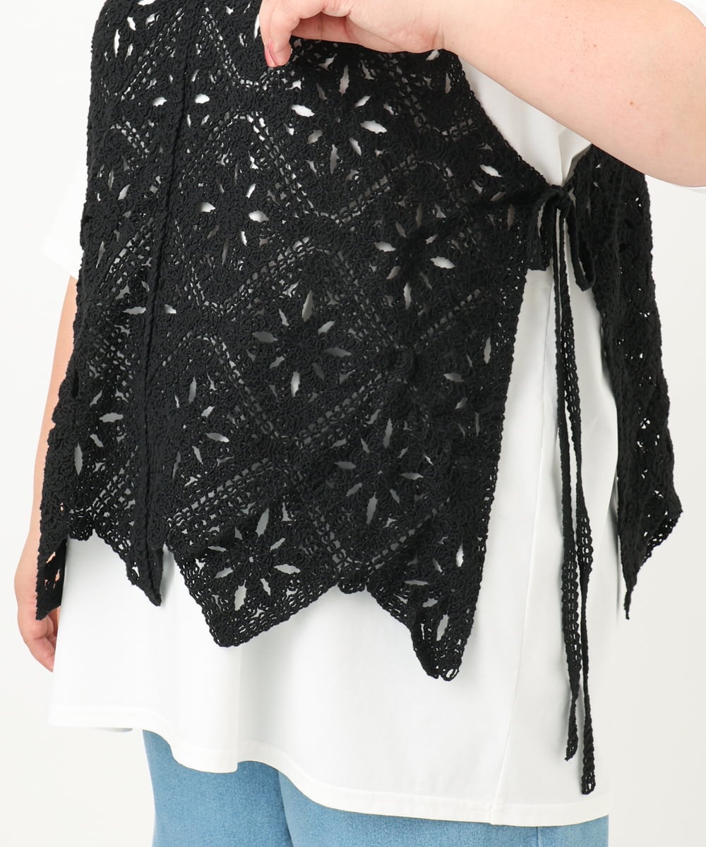OLCIA24099 eur3(エウルキューブ) 【大きいサイズ】クロシェ風ベスト ブラック(94)