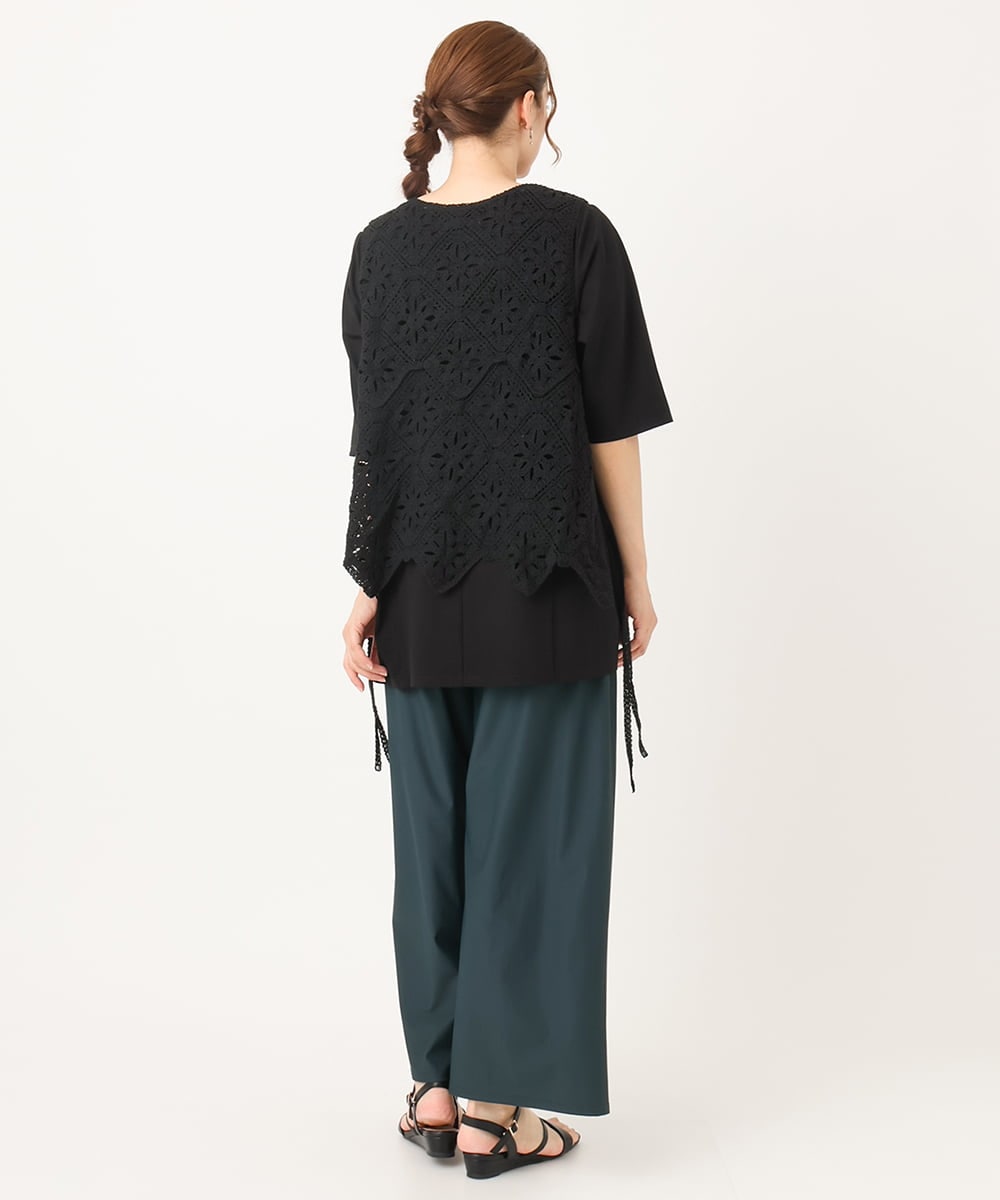 OLCIA24099 eur3(エウルキューブ) 【大きいサイズ】クロシェ風ベスト ブラック(94)