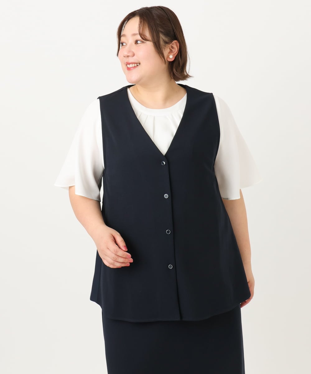 OLCIA26119 eur3(エウルキューブ) 【大きいサイズ/セットアップ対応】Vネックバックフレアベスト ネイビー(57)