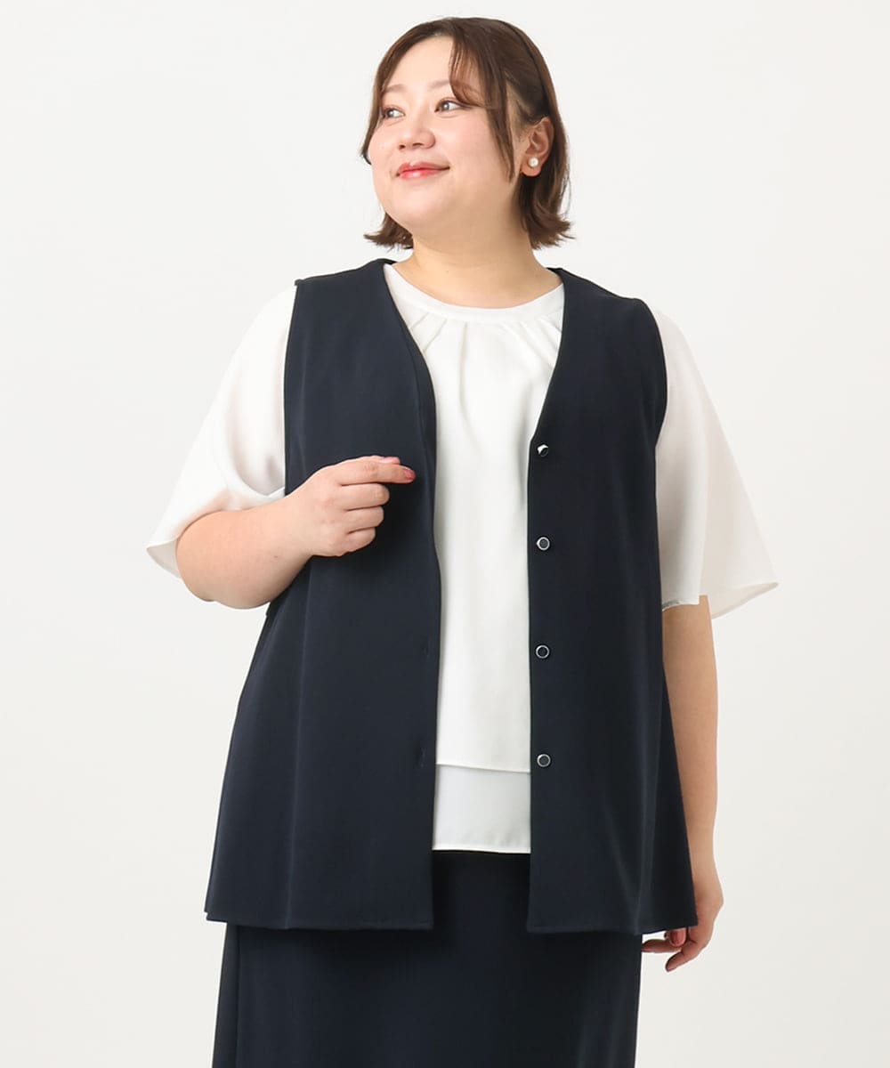 OLCIA26119 eur3(エウルキューブ) 【大きいサイズ/セットアップ対応】Vネックバックフレアベスト ネイビー(57)