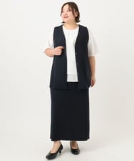 OLCIA26119 eur3(エウルキューブ) 【大きいサイズ/セットアップ対応】Vネックバックフレアベスト ネイビー(57)