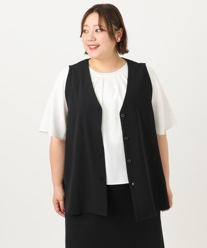 OLCIA26119 eur3 【大きいサイズ/セットアップ対応】Vネックバックフレアベスト