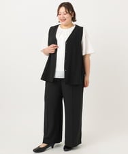 OLCIA26119 eur3(エウルキューブ) 【大きいサイズ/セットアップ対応】Vネックバックフレアベスト ブラック(94)