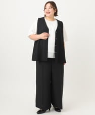 OLCIA26119 eur3(エウルキューブ) 【大きいサイズ/セットアップ対応】Vネックバックフレアベスト ブラック(94)