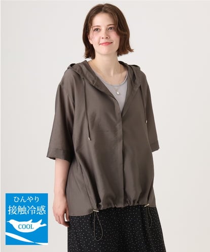 OLCID13109 eur3 【大きいサイズ／接触冷感】シア―フーディブラウス