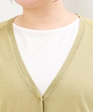 OLCIS19080 eur3(エウルキューブ) 【大きいサイズ/接触冷感】洗える5分袖カーディガン ライトグリーン(30)