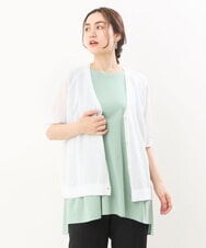 OLCIS19080 eur3(エウルキューブ) 【大きいサイズ/接触冷感】洗える5分袖カーディガン ホワイト(90)