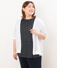 OLCIS19080 eur3(エウルキューブ) 【大きいサイズ/接触冷感】洗える5分袖カーディガン ホワイト(90)
