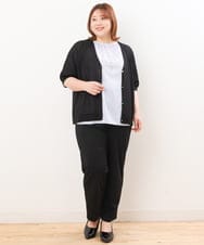 OLCIS19080 eur3(エウルキューブ) 【大きいサイズ/接触冷感】洗える5分袖カーディガン ブラック(94)
