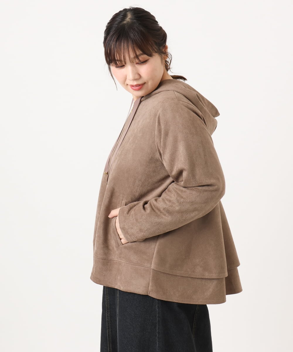 OLCKA03099 eur3(エウルキューブ) 【大きいサイズ】スエードタッチダンボールパーカー モカ(84)