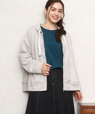 OLCKA03099 eur3(エウルキューブ) 【大きいサイズ】スエードタッチダンボールパーカー ライトグレー(91)