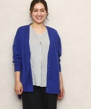 OLCKA05099 eur3(エウルキューブ) 【大きいサイズ/洗える】Vネックカーディガン ブルー(55)