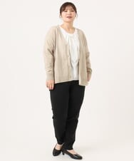 OLCKA05099 eur3(エウルキューブ) 【大きいサイズ/洗える】Vネックカーディガン グレージュ(89)