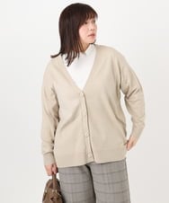 OLCKA05099 eur3(エウルキューブ) 【大きいサイズ/洗える】Vネックカーディガン グレージュ(89)