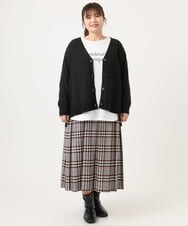 OLCKA05099 eur3(エウルキューブ) 【大きいサイズ/洗える】Vネックカーディガン ブラック(94)