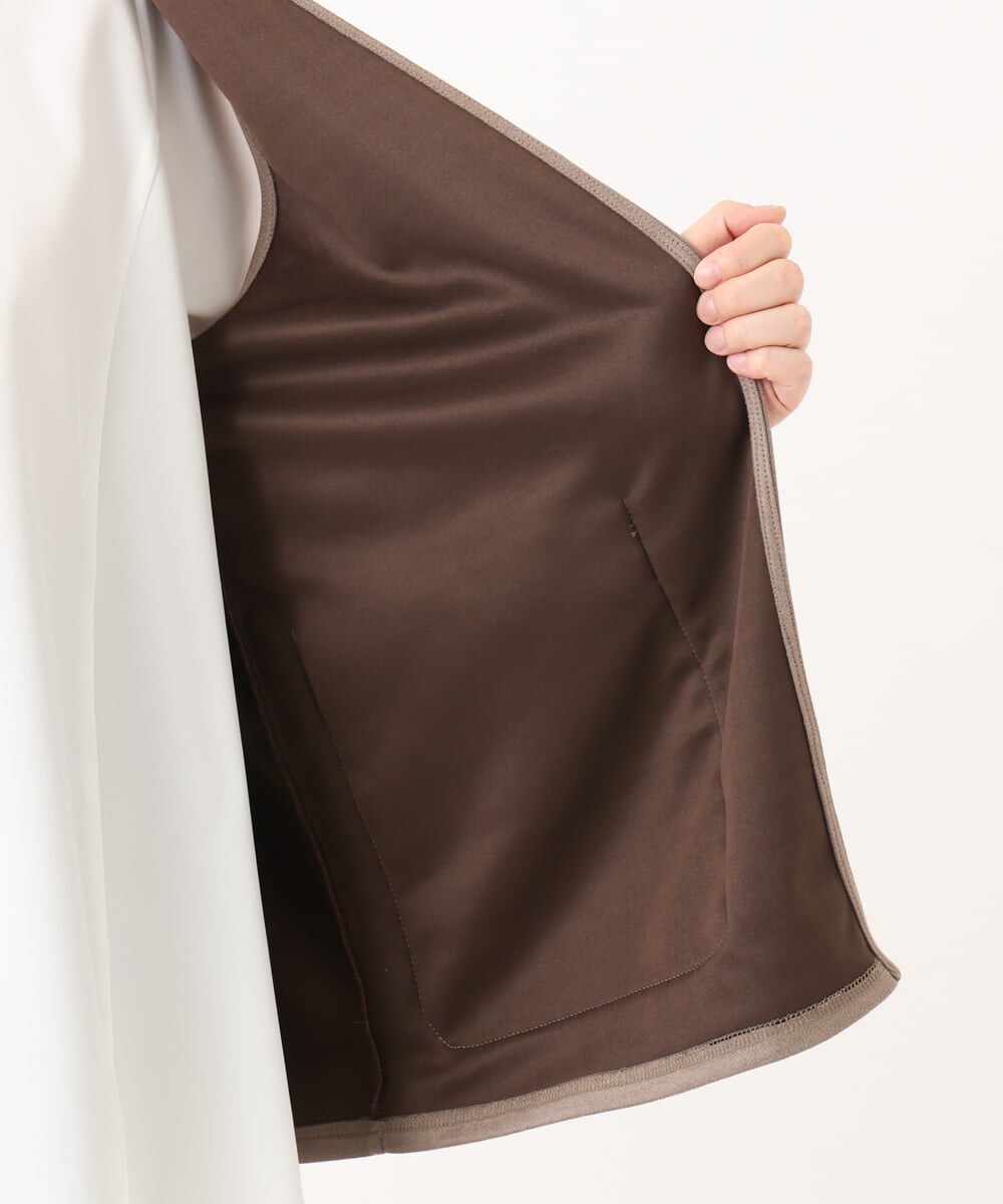 OLCKA07099 eur3(エウルキューブ) 【大きいサイズ】ファーポケットベスト モカ(84)