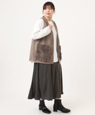 OLCKA07099 eur3(エウルキューブ) 【大きいサイズ】ファーポケットベスト モカ(84)