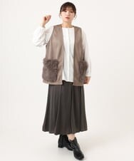 OLCKA07099 eur3(エウルキューブ) 【大きいサイズ】ファーポケットベスト モカ(84)