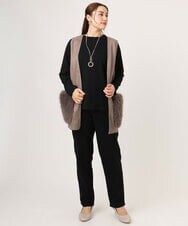 OLCKA07099 eur3(エウルキューブ) 【大きいサイズ】ファーポケットベスト モカ(84)