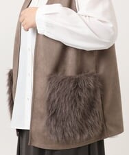 OLCKA07099 eur3(エウルキューブ) 【大きいサイズ】ファーポケットベスト モカ(84)