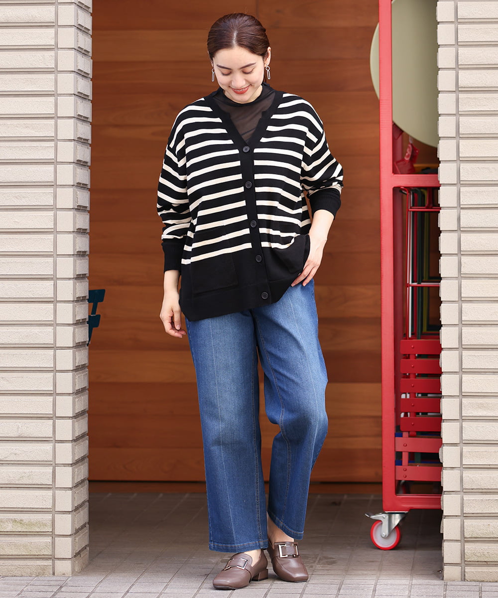 OLCKS05089 eur3(エウルキューブ) 【大きいサイズ】スリットネックカーディガン ベージュ(82)