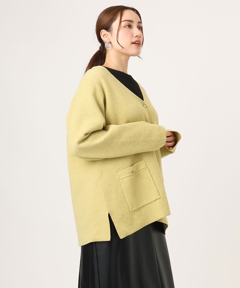OLCLA08099 eur3(エウルキューブ) 【大きいサイズ】Vネックゴールドボタンカーディガン イエロー(25)