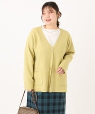 OLCLA08099 eur3(エウルキューブ) 【大きいサイズ】Vネックゴールドボタンカーディガン イエロー(25)