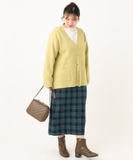 OLCLA08099 eur3(エウルキューブ) 【大きいサイズ】Vネックゴールドボタンカーディガン イエロー(25)