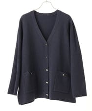 OLCLA08099 eur3(エウルキューブ) 【大きいサイズ】Vネックゴールドボタンカーディガン ネイビー(57)