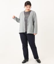 OLCLA08099 eur3(エウルキューブ) 【大きいサイズ】Vネックゴールドボタンカーディガン グレー(92)