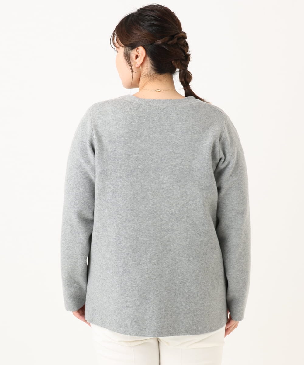 OLCLA08099 eur3(エウルキューブ) 【大きいサイズ】Vネックゴールドボタンカーディガン グレー(92)