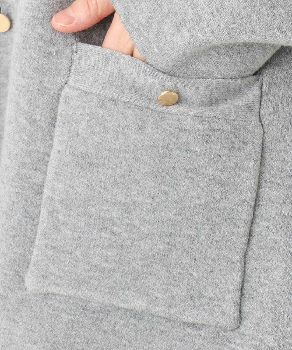 OLCLA08099 eur3(エウルキューブ) 【大きいサイズ】Vネックゴールドボタンカーディガン グレー(92)