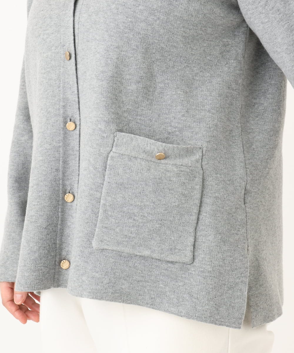 OLCLA08099 eur3(エウルキューブ) 【大きいサイズ】Vネックゴールドボタンカーディガン グレー(92)