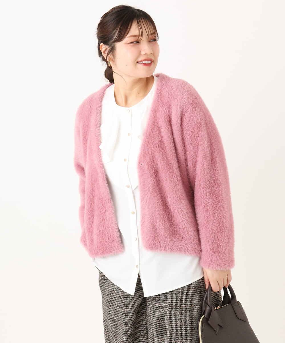 OLCLA09119 eur3(エウルキューブ) 【大きいサイズ】フラッフィージャケット ピンク(03)