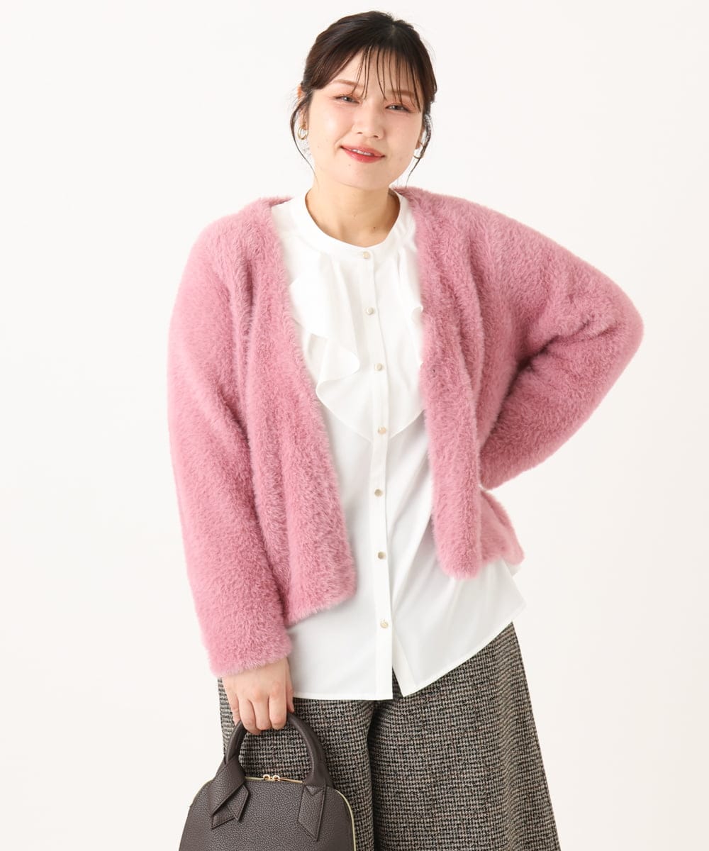 OLCLA09119 eur3(エウルキューブ) 【大きいサイズ】フラッフィージャケット ピンク(03)