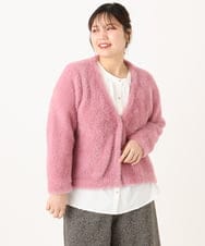 OLCLA09119 eur3(エウルキューブ) 【大きいサイズ】フラッフィージャケット ピンク(03)