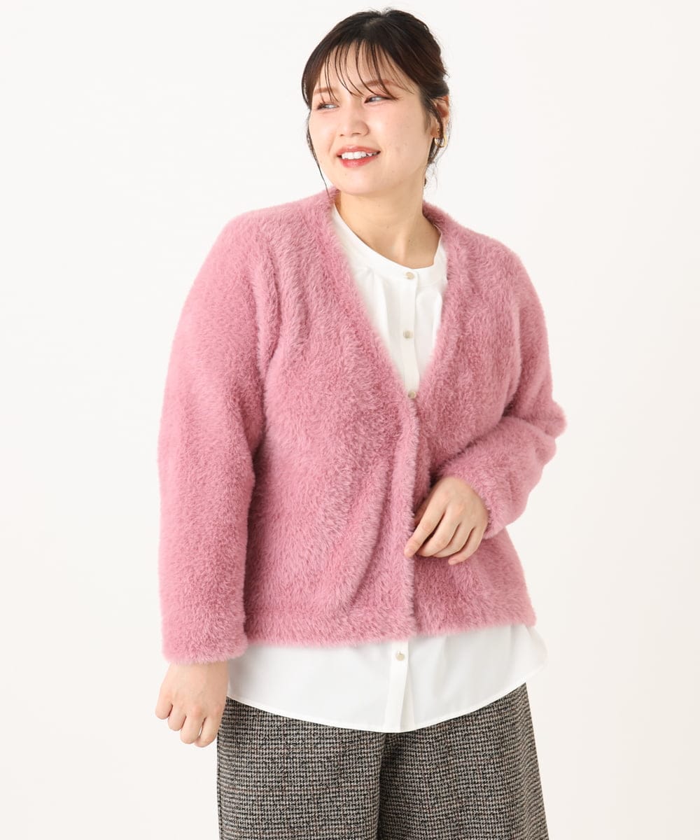 OLCLA09119 eur3(エウルキューブ) 【大きいサイズ】フラッフィージャケット ピンク(03)