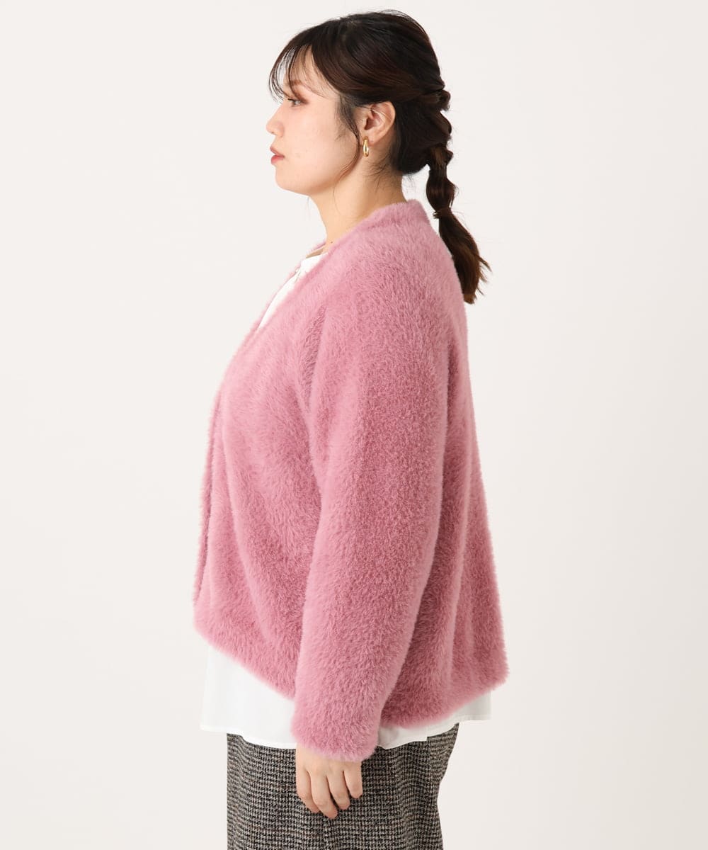 OLCLA09119 eur3(エウルキューブ) 【大きいサイズ】フラッフィージャケット ピンク(03)