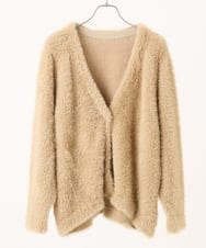 OLCLA09119 eur3(エウルキューブ) 【大きいサイズ】フラッフィージャケット ベージュ(82)