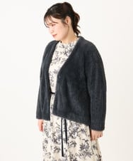OLCLA09119 eur3(エウルキューブ) 【大きいサイズ】フラッフィージャケット ダークグレー(93)