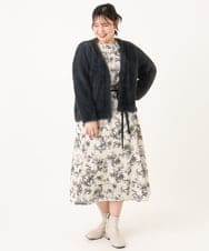 OLCLA09119 eur3(エウルキューブ) 【大きいサイズ】フラッフィージャケット ダークグレー(93)