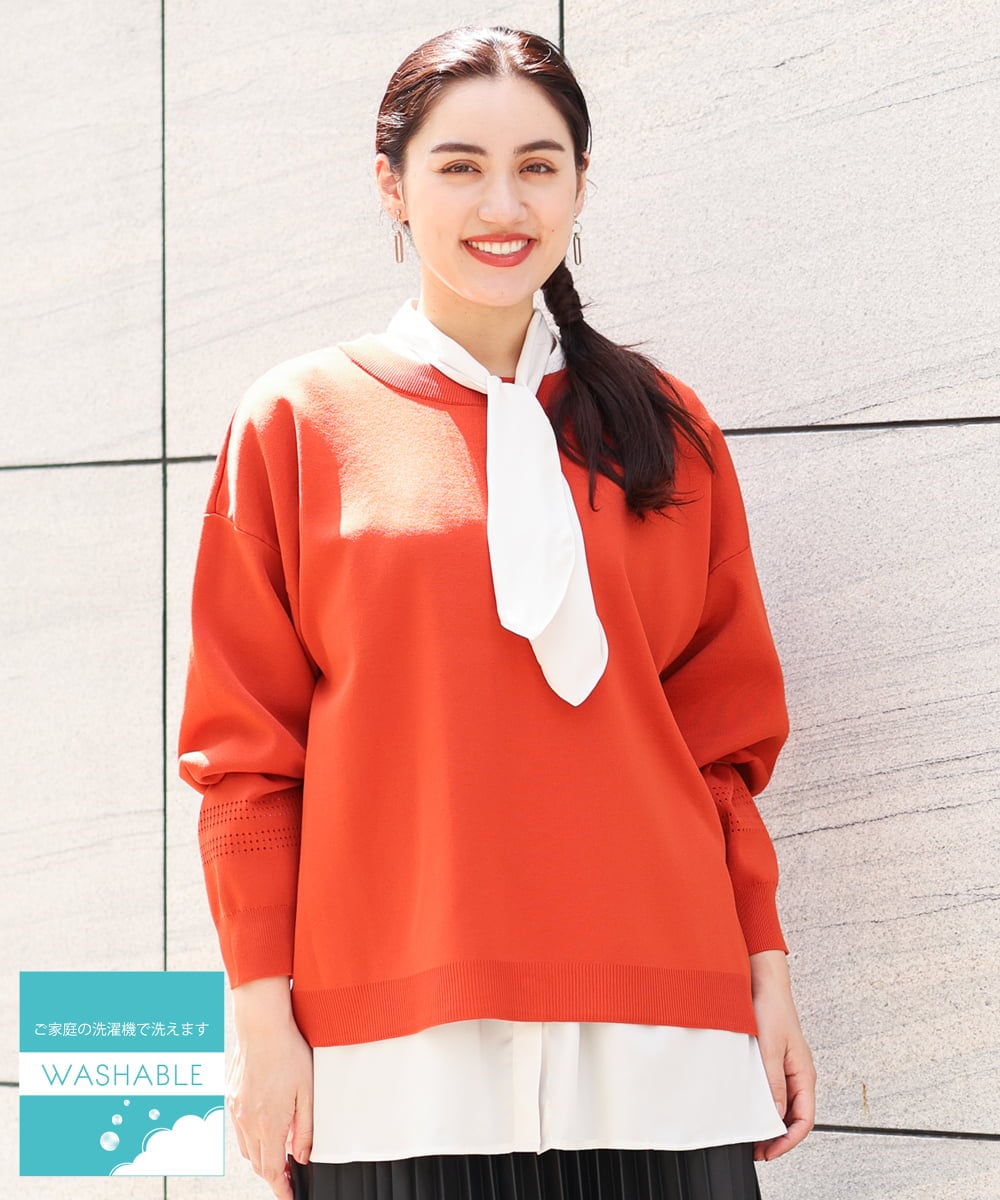 OLCLP17070 eur3(エウルキューブ) 【雑誌掲載】【大きいサイズ】2wayリングドットカーディガン オレンジ(15)