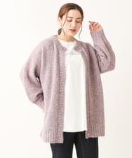 OLCLS03099 eur3(エウルキューブ) 【大きいサイズ】ふわふわ触感！ミックスヤーンローゲージニットカーディガン ライトピンク(01)
