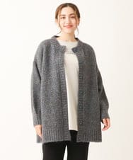 OLCLS03099 eur3(エウルキューブ) 【大きいサイズ】ふわふわ触感！ミックスヤーンローゲージニットカーディガン ブルー(55)