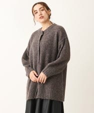 OLCLS03099 eur3(エウルキューブ) 【大きいサイズ】ふわふわ触感！ミックスヤーンローゲージニットカーディガン ダークブラウン(87)
