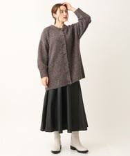 OLCLS03099 eur3(エウルキューブ) 【大きいサイズ】ふわふわ触感！ミックスヤーンローゲージニットカーディガン ダークブラウン(87)